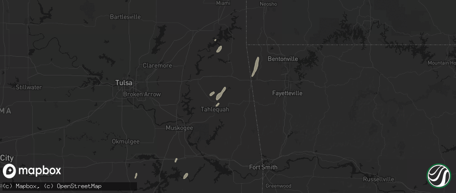Hail map in Proctor, OK on May 19, 2026