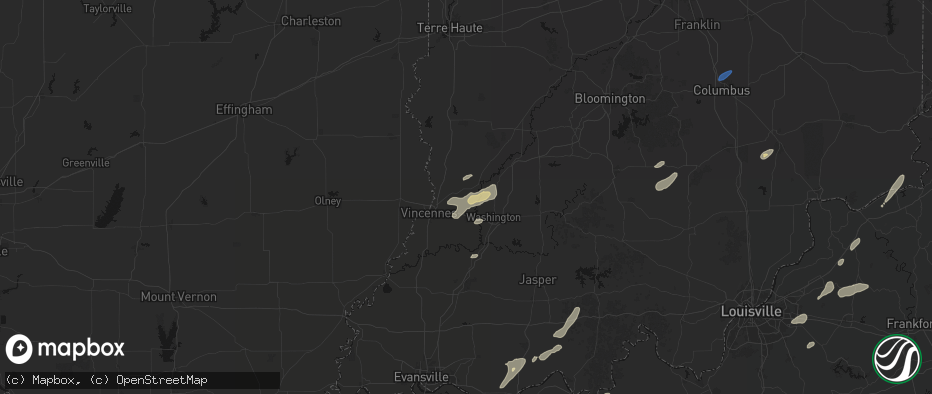 Hail map in Ragsdale, IN on May 19, 2026
