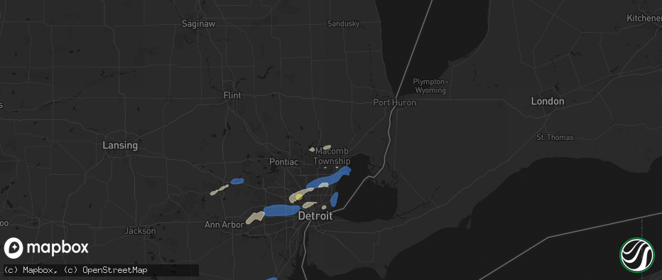 Hail map in Ray, MI on May 19, 2026