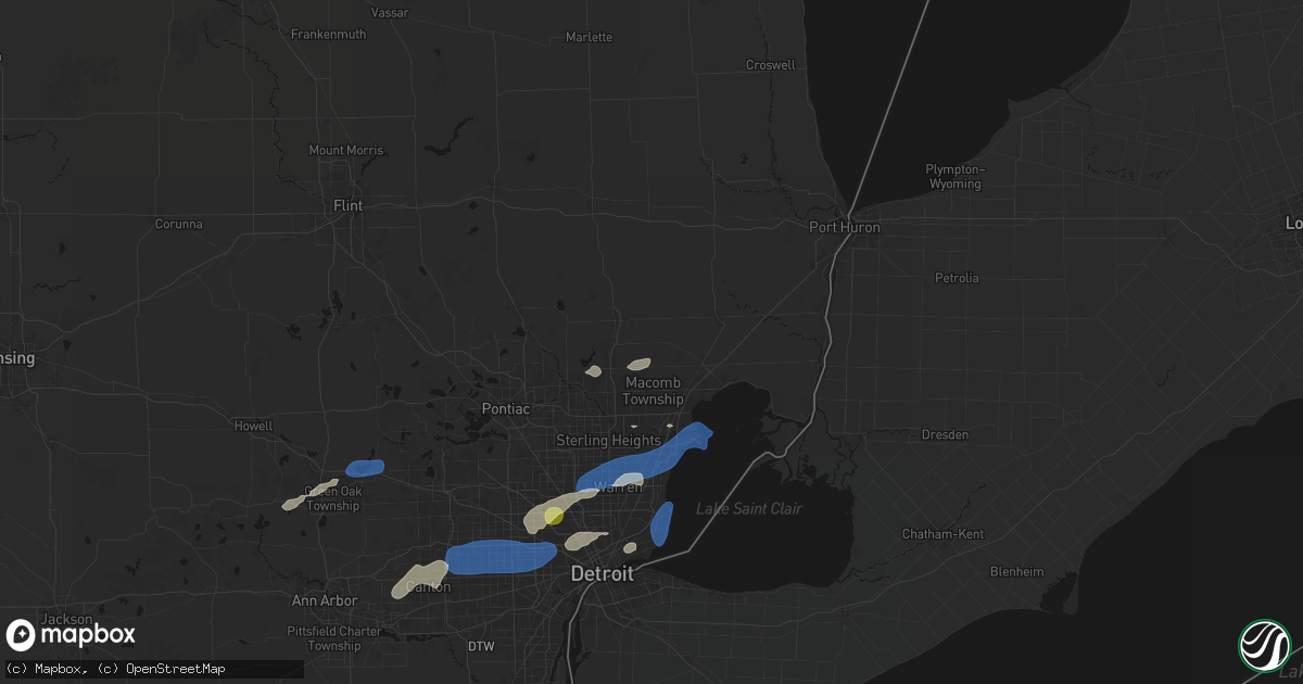 Hail map in Ray, MI on May 19, 2026