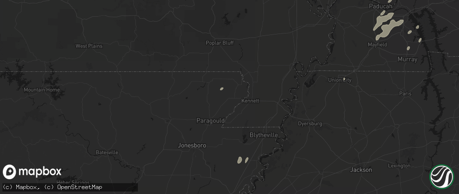 Hail map in Rector, AR on May 19, 2026
