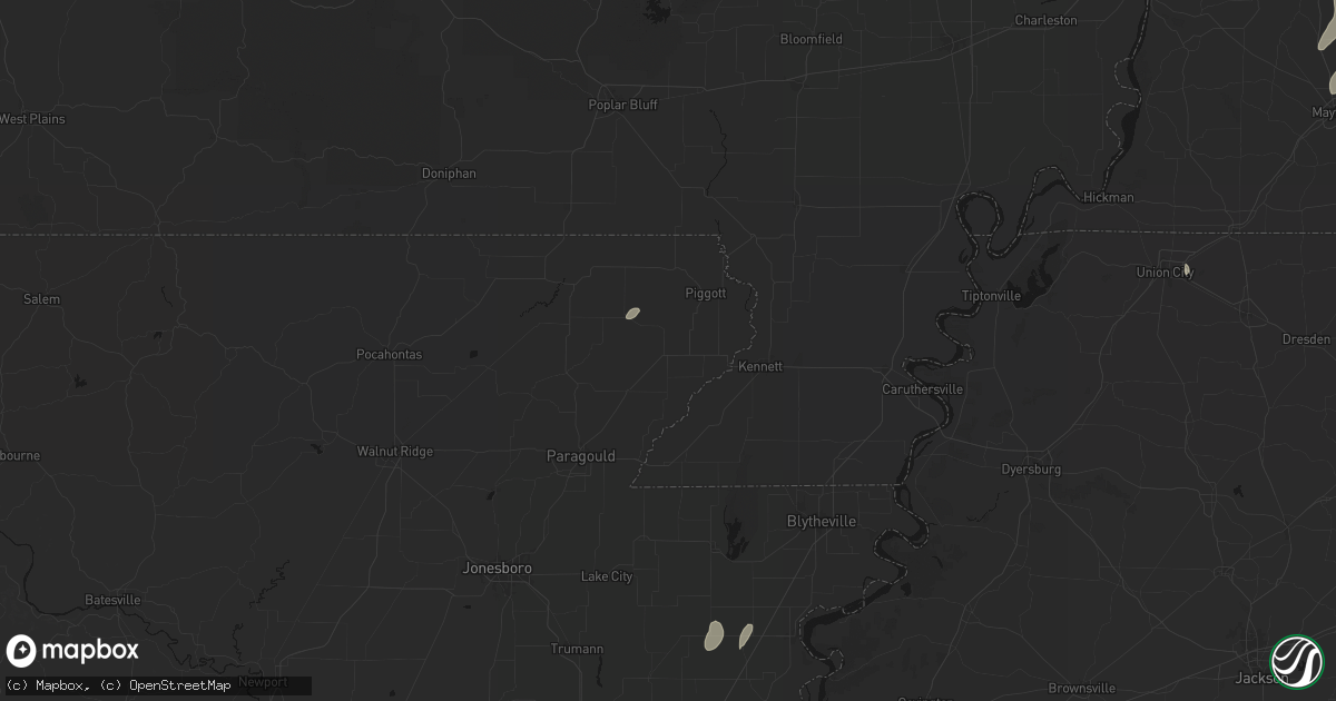 Hail map in Rector, AR on May 19, 2026