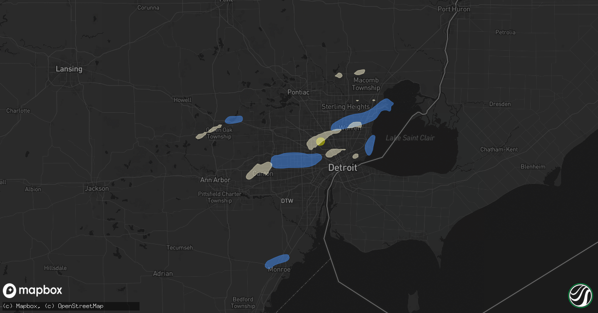 Hail map in Redford, MI on May 19, 2026