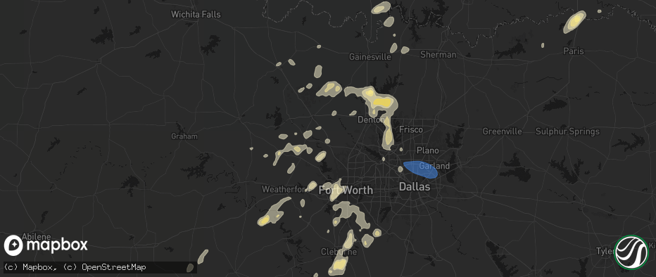 Hail map in Rhome, TX on May 19, 2026