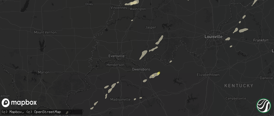 Hail map in Richland, IN on May 19, 2026