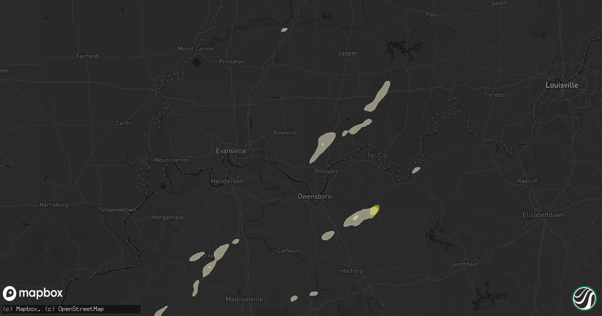Hail map in Richland, IN on May 19, 2026