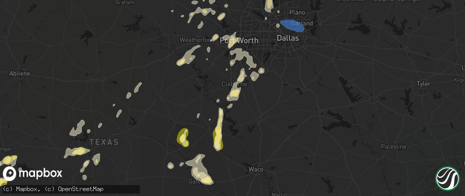 Hail map in Rio Vista, TX on May 19, 2026