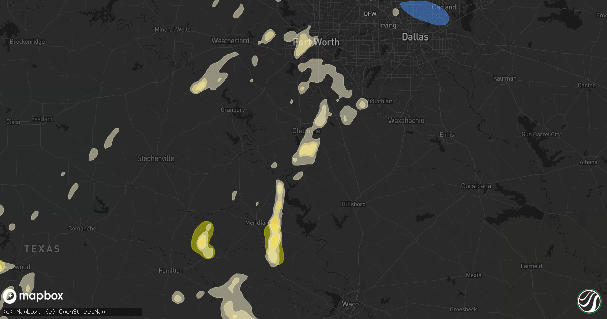 Hail map in Rio Vista, TX on May 19, 2026
