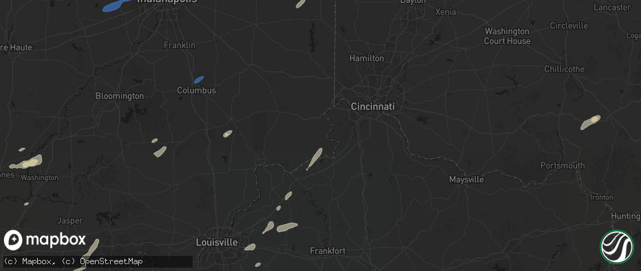 Hail map in Rising Sun, IN on May 19, 2026