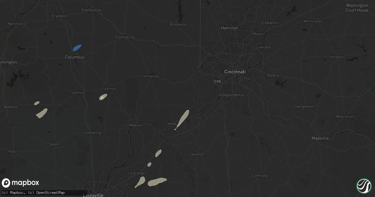 Hail map in Rising Sun, IN on May 19, 2026