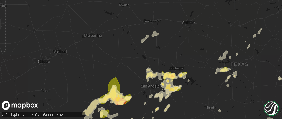 Hail map in Robert Lee, TX on May 19, 2026