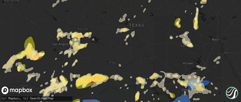 Hail map in Rochelle, TX on May 19, 2026