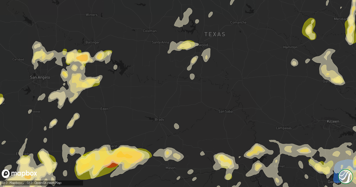 Hail map in Rochelle, TX on May 19, 2026