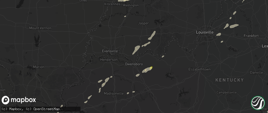 Hail map in Rockport, IN on May 19, 2026