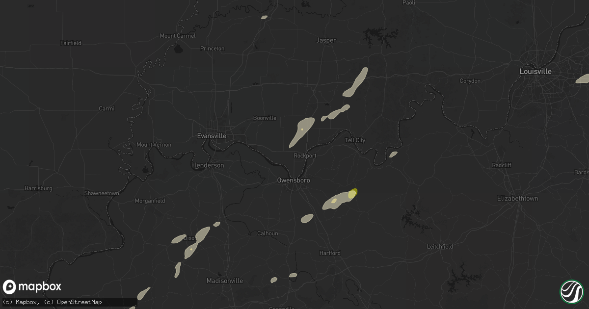 Hail map in Rockport, IN on May 19, 2026
