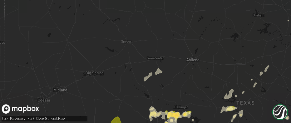 Hail map in Roscoe, TX on May 19, 2026