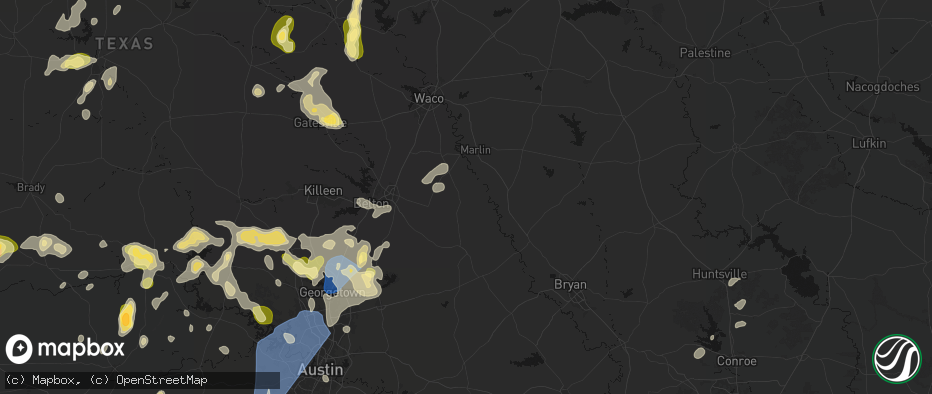 Hail map in Rosebud, TX on May 19, 2026