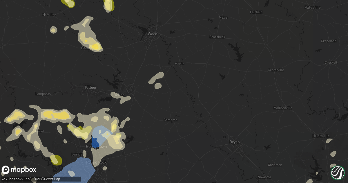 Hail map in Rosebud, TX on May 19, 2026
