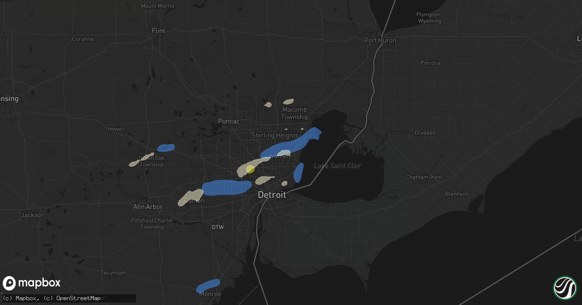 Hail map in Roseville, MI on May 19, 2026