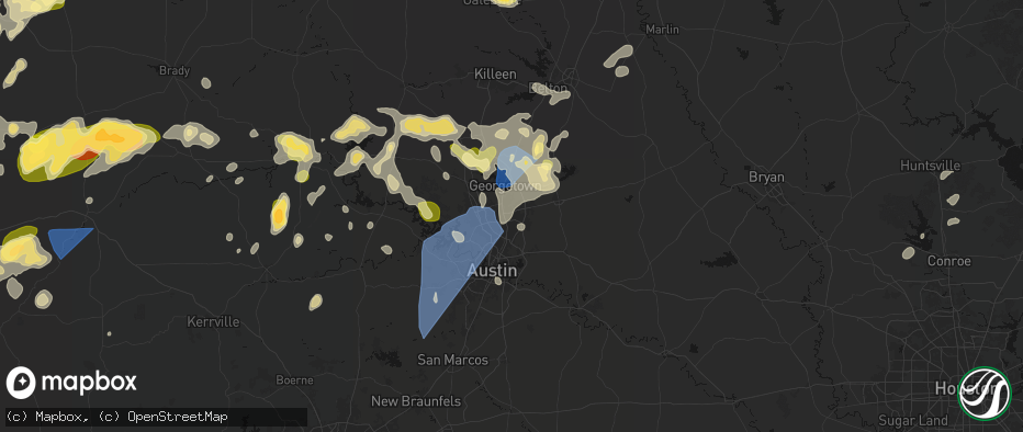 Hail map in Round Rock, TX on May 19, 2026