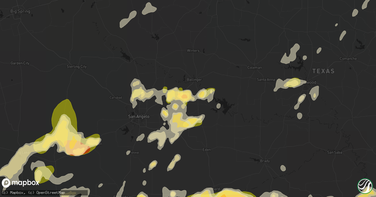 Hail map in Rowena, TX on May 19, 2026