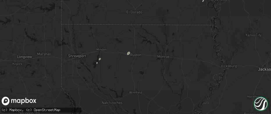 Hail map in Ruston, LA on May 19, 2026