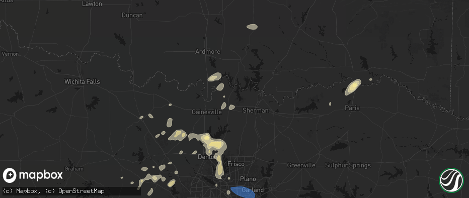 Hail map in Sadler, TX on May 19, 2026