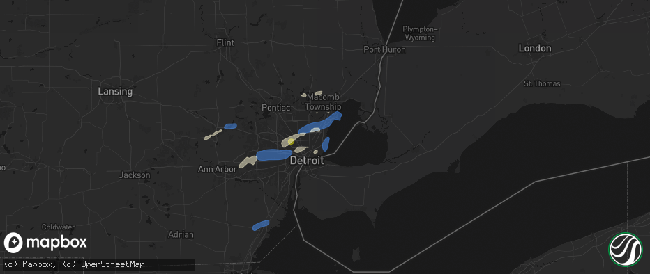 Hail map in Saint Clair Shores, MI on May 19, 2026