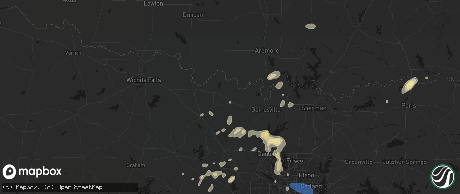 Hail map in Saint Jo, TX on May 19, 2026