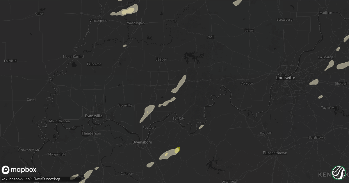 Hail map in Saint Meinrad, IN on May 19, 2026