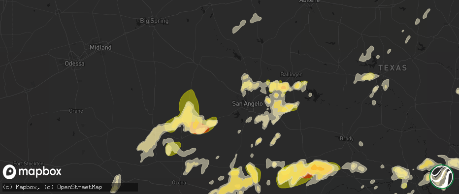 Hail map in San Angelo, TX on May 19, 2026