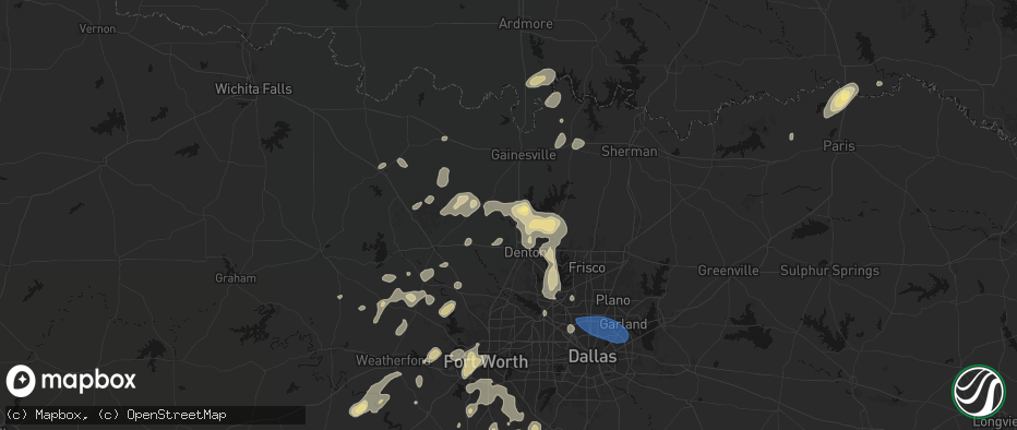 Hail map in Sanger, TX on May 19, 2026