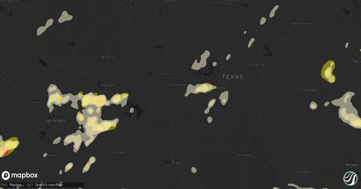 Hail map in Santa Anna, TX on May 19, 2026