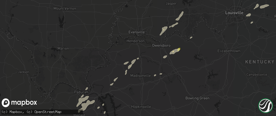 Hail map in Sebree, KY on May 19, 2026