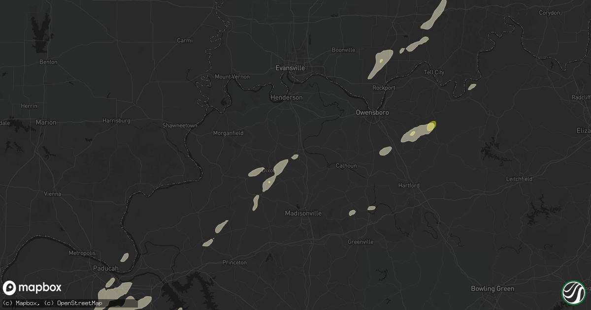 Hail map in Sebree, KY on May 19, 2026