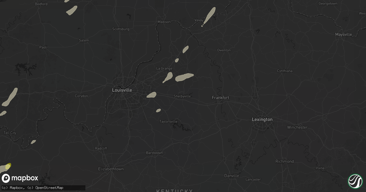 Hail map in Shelbyville, KY on May 19, 2026