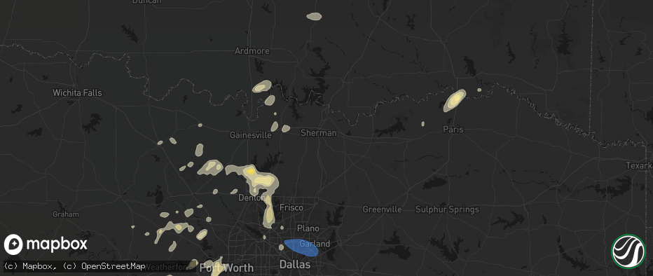 Hail map in Sherman, TX on May 19, 2026