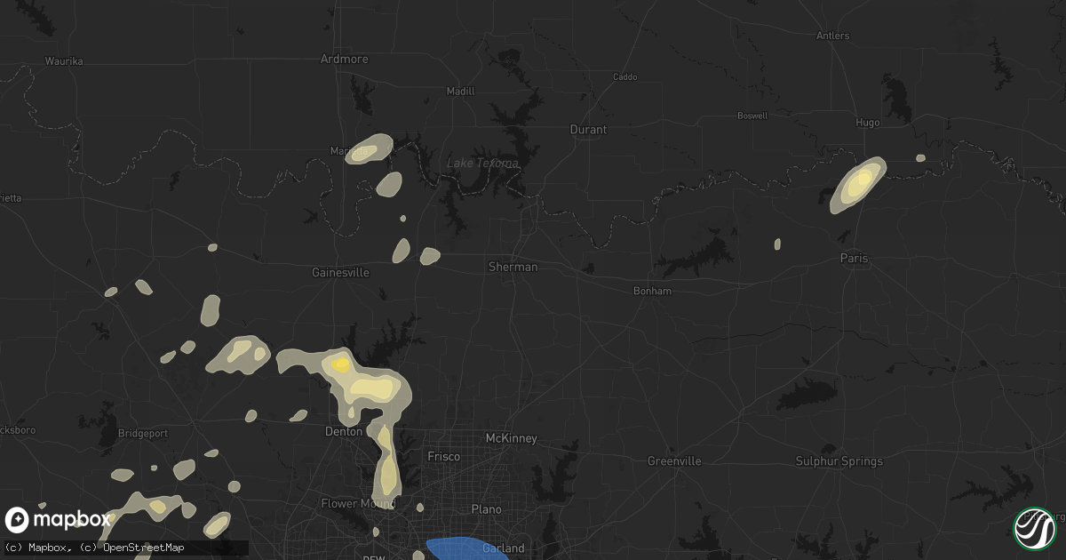 Hail map in Sherman, TX on May 19, 2026