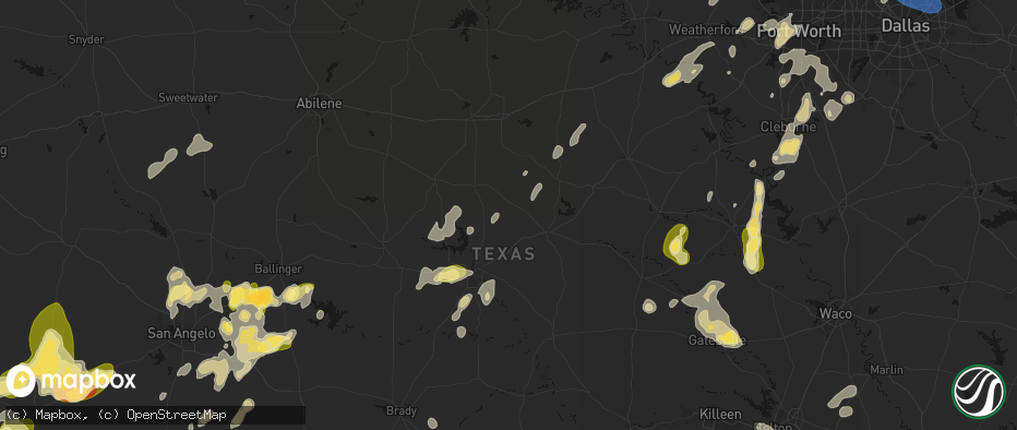 Hail map in Sidney, TX on May 19, 2026