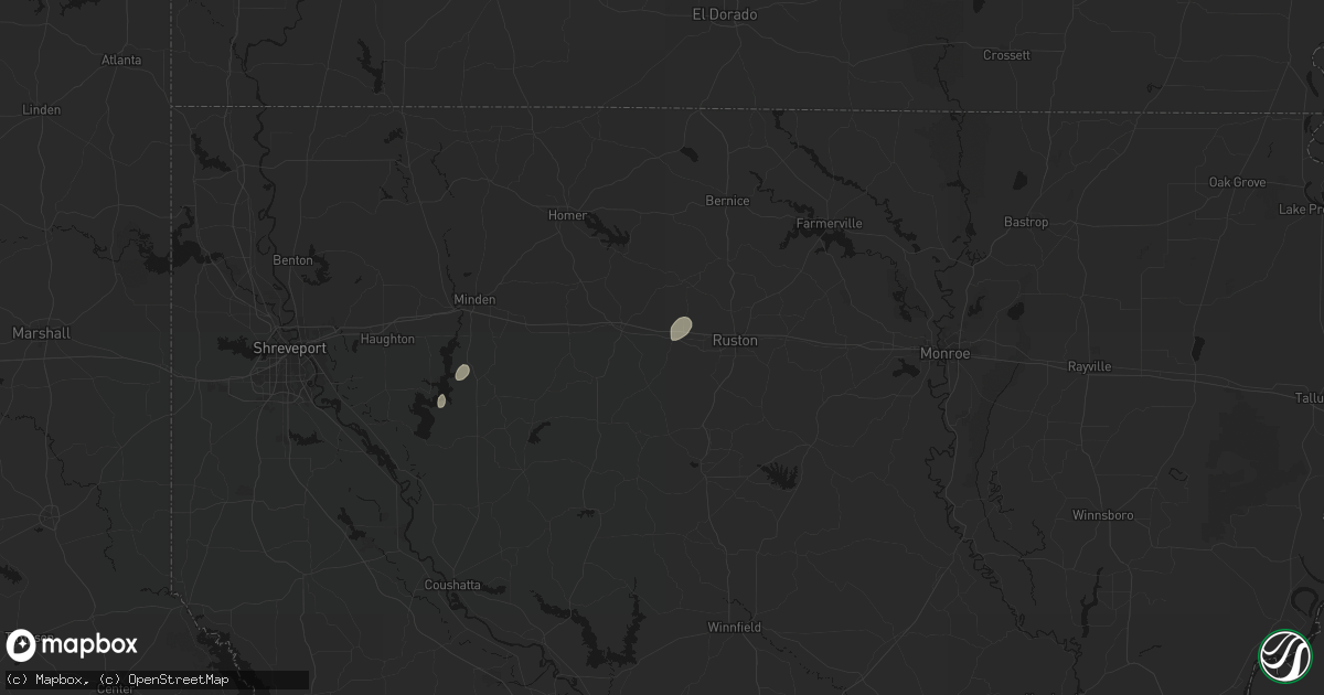 Hail map in Simsboro, LA on May 19, 2026