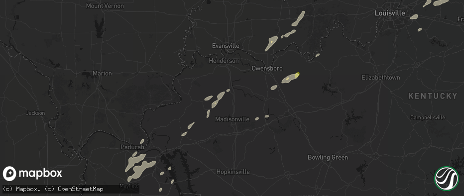 Hail map in Slaughters, KY on May 19, 2026