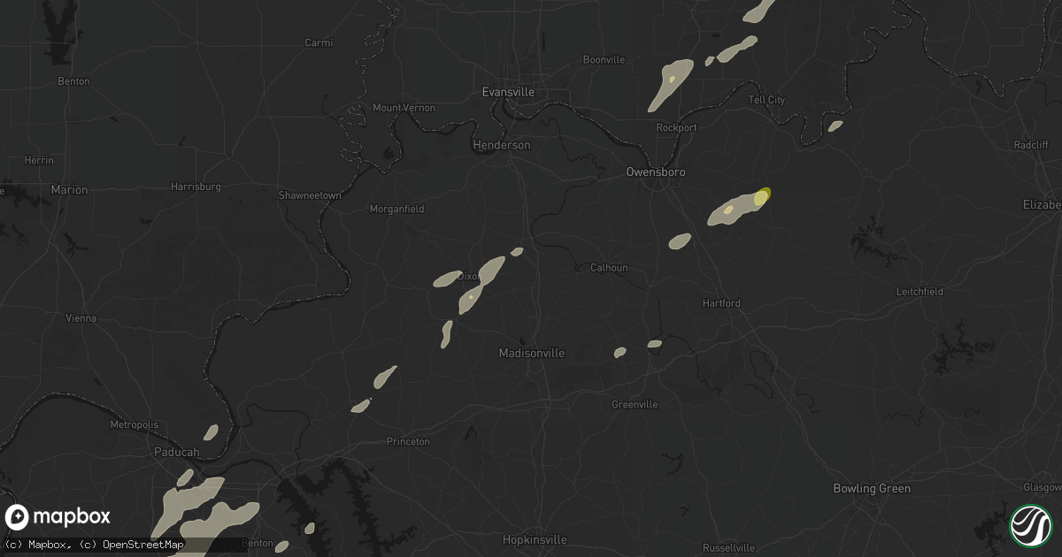 Hail map in Slaughters, KY on May 19, 2026