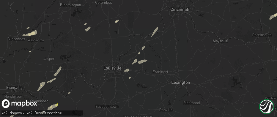 Hail map in Smithfield, KY on May 19, 2026
