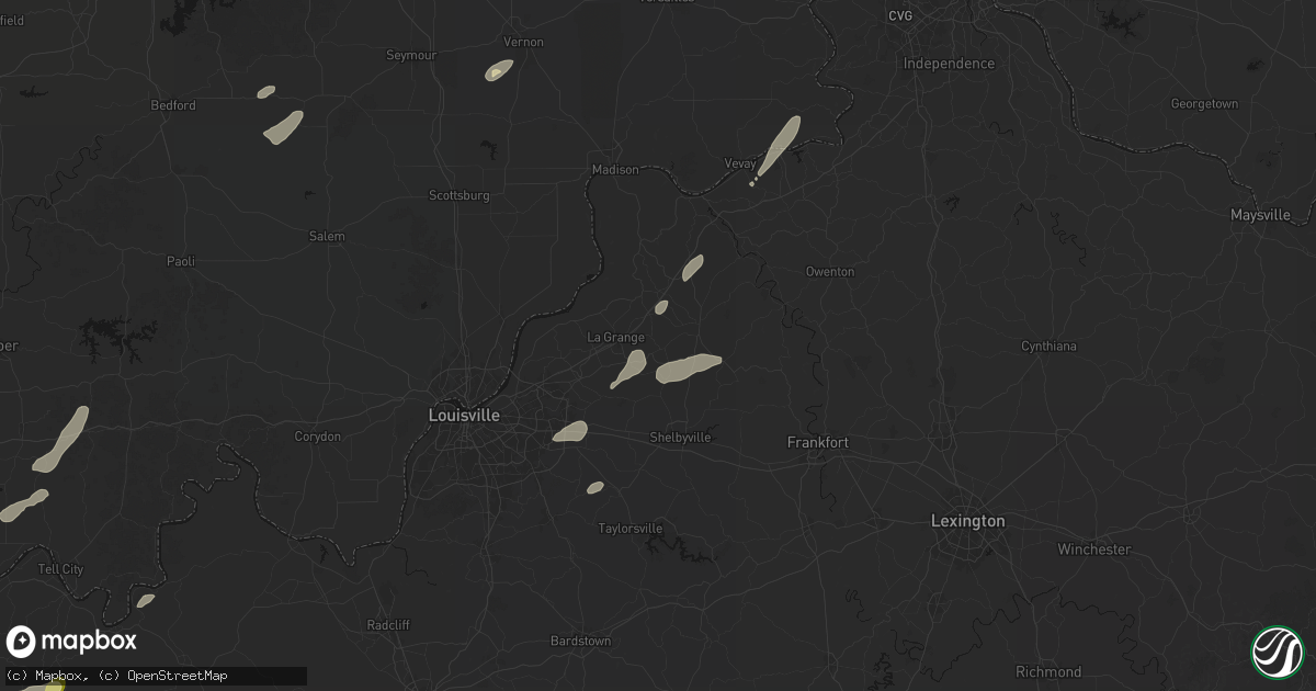 Hail map in Smithfield, KY on May 19, 2026
