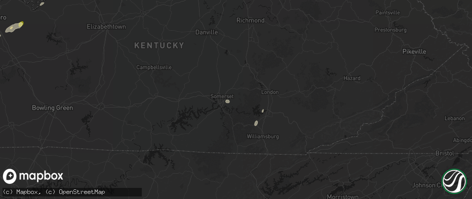 Hail map in Somerset, KY on May 19, 2026