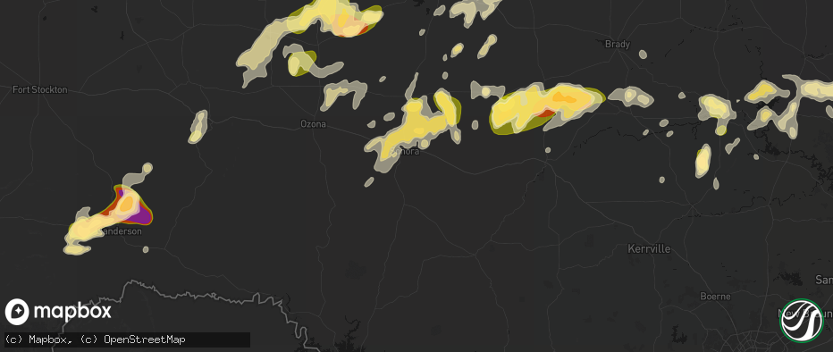 Hail map in Sonora, TX on May 19, 2026