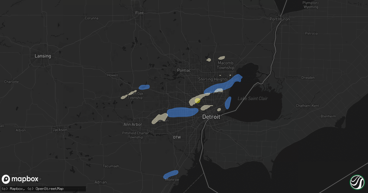 Hail map in Southfield, MI on May 19, 2026