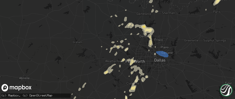 Hail map in Springtown, TX on May 19, 2026