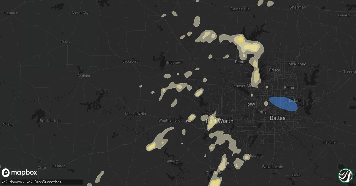 Hail map in Springtown, TX on May 19, 2026
