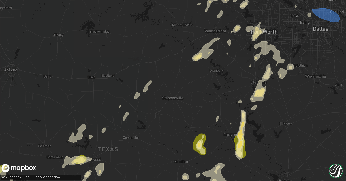 Hail map in Stephenville, TX on May 19, 2026